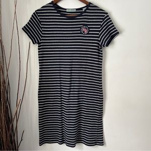 Marsh Landing Dress Crew Stripes Navy Nautical Patriotic Womens Petite Small